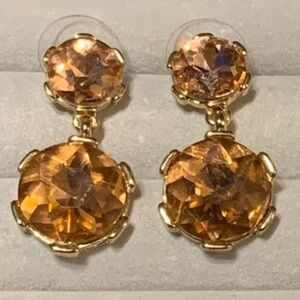 Gold Joan Rivers Amber Crystal Drop Earrings